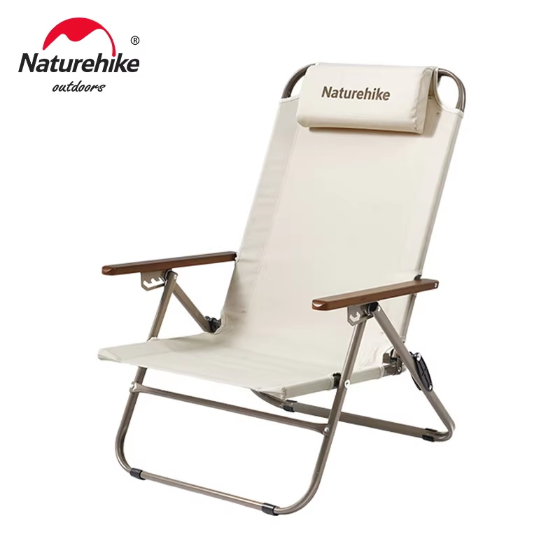 Outdoor Furniture Lounge Chair - Naturehike T02 เก้าอี้พับปรับระดับได้สำหรับตั้งแคมป์ พนักพิงสูง เหมาะสำหรับพักผ่อนกลางแจ้ง เก้าอี้พกพาพร้อมพนักพิงและที่วางแขน