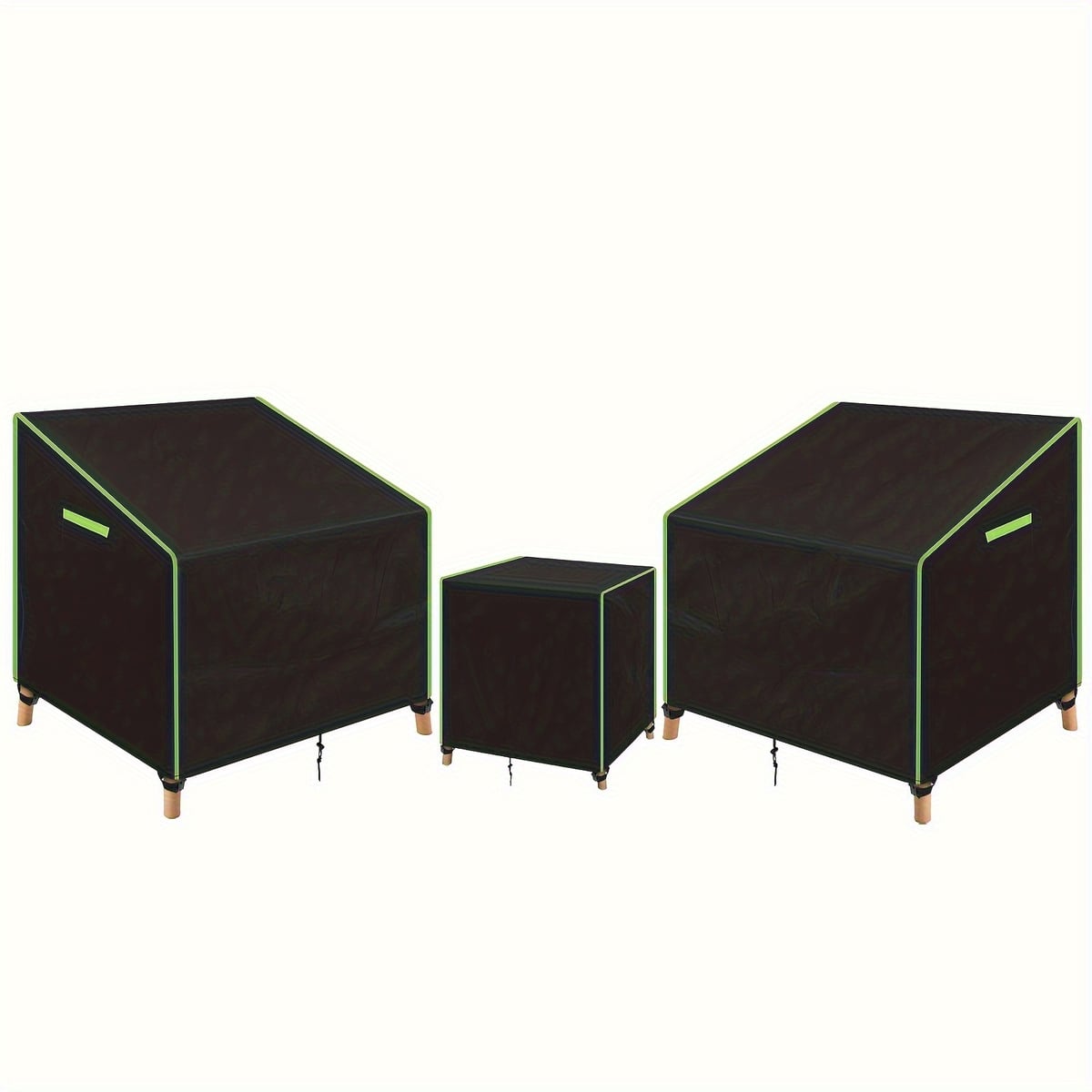 Outdoor Furniture With Covers - ชุดผ้าคลุมเก้าอี้สนาม 3 ชิ้น กันน้ำ สำหรับเก้าอี้เท้าแขนและโต๊ะข้างในสวน ทนทานต่อรังสียูวี