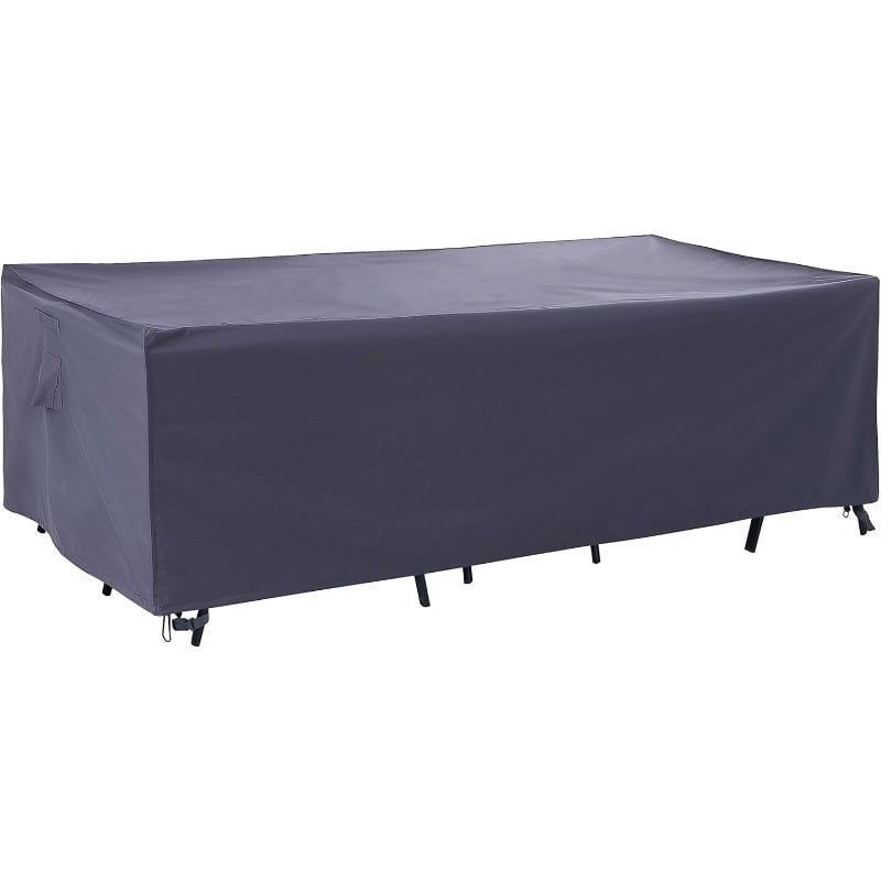Outdoor Furniture With Covers - ผ้าคลุมโต๊ะสำหรับใช้ภายนอกอาคาร ทนทาน กันน้ำ เหมาะสำหรับโต๊ะและเก้าอี้รับประทานอาหารในสวน ป้องกันรังสียูวีและสภาพอากาศ เหมาะสำหรับเฟอร์นิเจอร์กลางแจ้ง