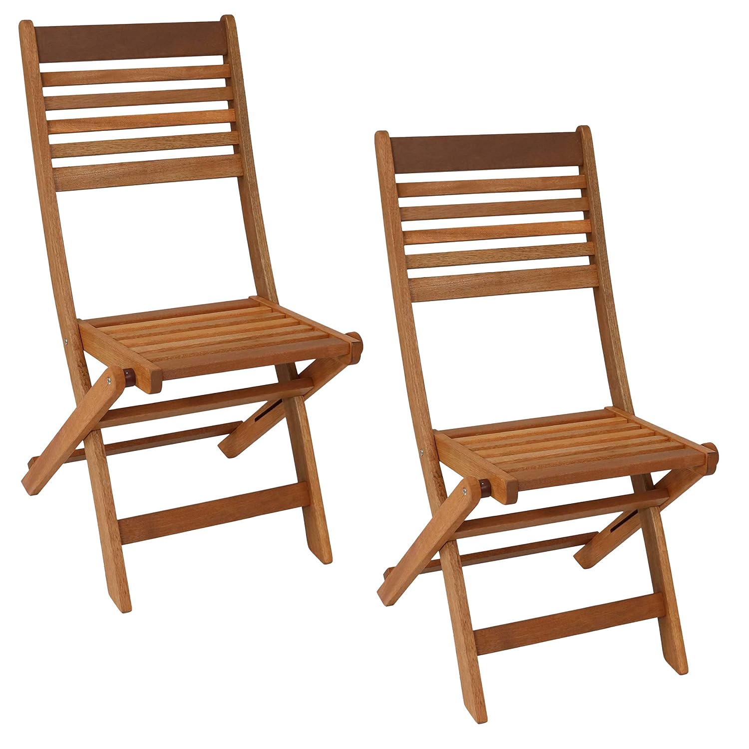 Outdoor Furniture Oil Teak - ชุดเก้าอี้พับไม้สำหรับลานกลางแจ้ง 2 ตัว ไม่ต้องประกอบ เคลือบน้ำมันไม้สัก รับน้ำหนักได้