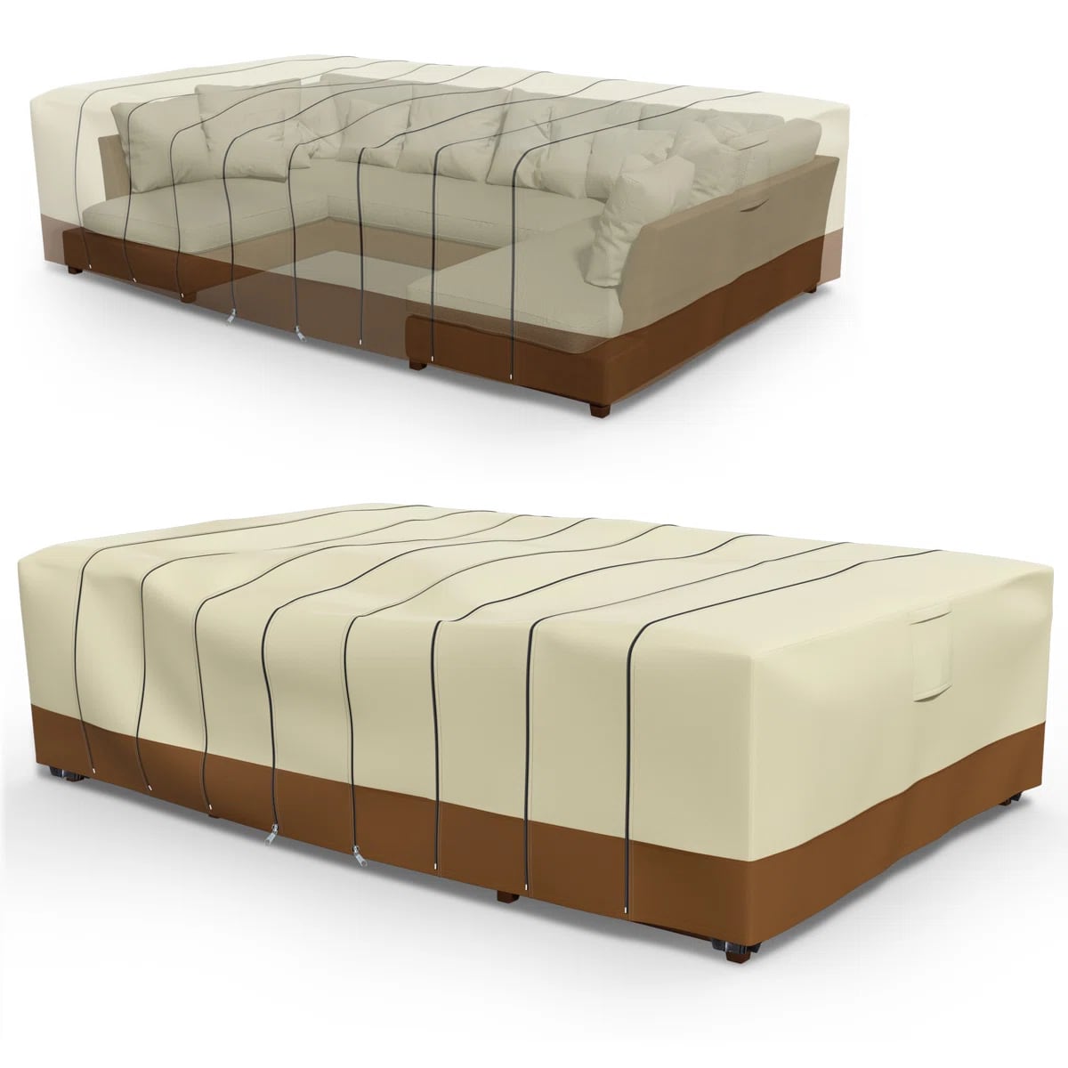 Outdoor Furniture With Covers - ผ้าคลุมโซฟาเข้ามุมกลางแจ้งกันน้ำ ป้องกันรังสียูวี ฝุ่น และลม สำหรับเฟอร์นิเจอร์สวนและลานบ้าน ผ้าคลุมป้องกันโซฟาและโต๊ะ
