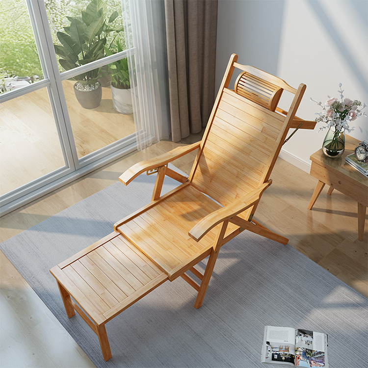 Outdoor Furniture Lounge Chair - เก้าอี้พักผ่อนพับได้ ดีไซน์ทันสมัย น้ำหนักเบา ทำจากไม้ไผ่ สำหรับใช้ในบ้าน เฟอร์นิเจอร์สำหรับกลางแจ้ง