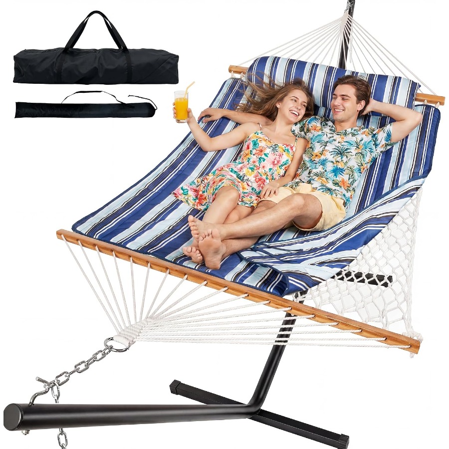 Hammock With Stand - เปลญวนคู่สำหรับ 2 คน พร้อมขาตั้ง เชือกฝ้าย รับน้ำหนักได้