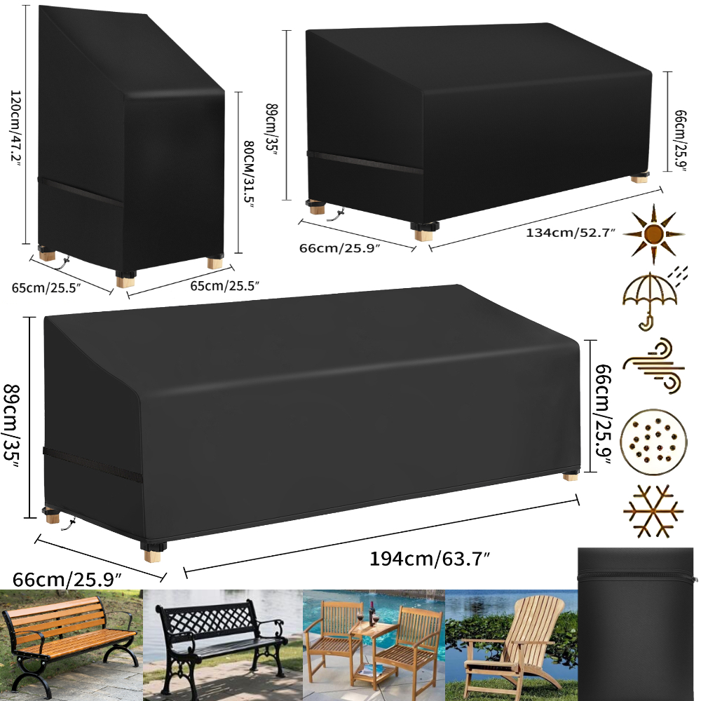Outdoor Furniture Lounge Chair - ผ้าคลุมเก้าอี้สนามกันน้ำ ป้องกันฝุ่น สำหรับเฟอร์นิเจอร์สวน ปกป้องโซฟากลางแจ้งจากฝนและรังสียูวี สำหรับเก้าอี้พักผ่อน สนามหญ้า