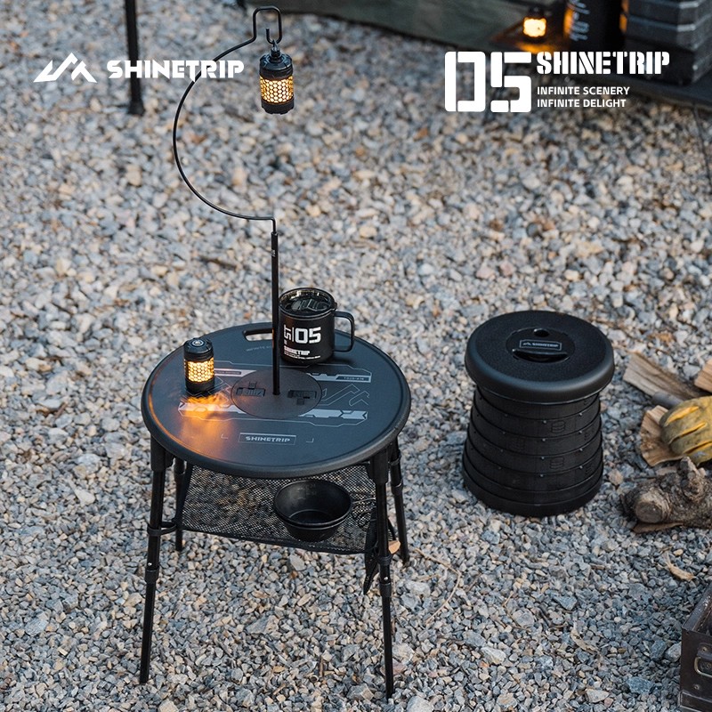 Outdoor Furniture Small - โต๊ะพับกลางแจ้ง ShineTrip แบบพกพาสำหรับตั้งแคมป์ ปิกนิก บาร์บีคิว โต๊ะอเนกประสงค์ปรับระดับความสูงได้