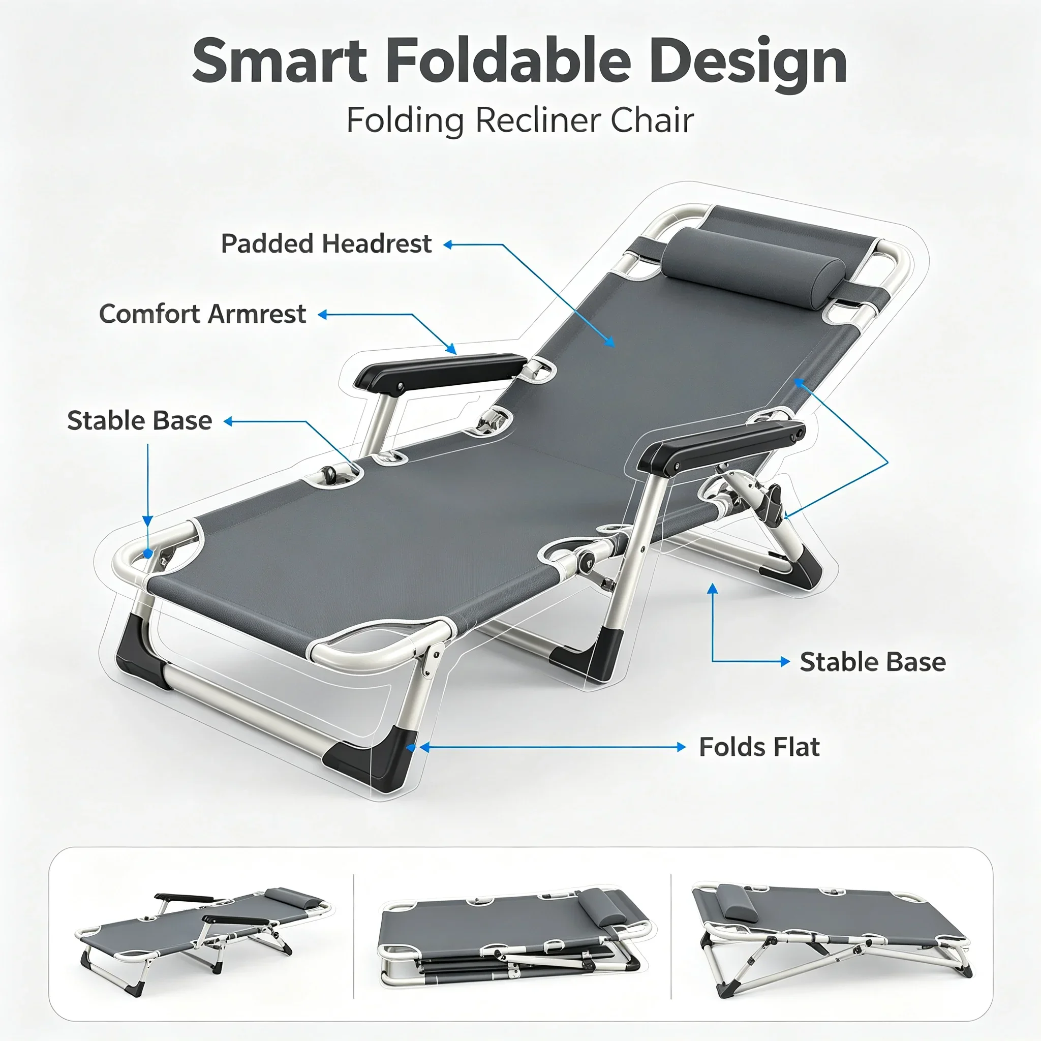 เก้าอี้พับเอนนอนสำหรับพักกลางว - Outdoor Furniture Lounge Chair บทวิจารณ์และราคา