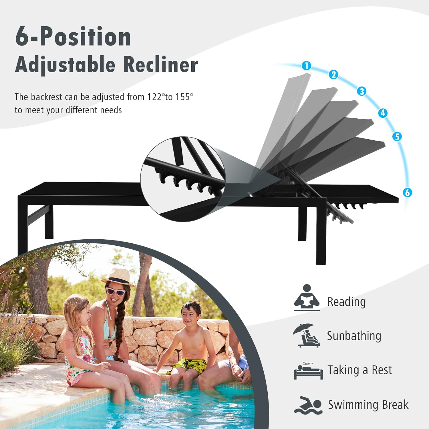 ชุดเก้าอี้เอนนอนสำหรับพื้นที่พ - Outdoor Furniture Recliner Set บทวิจารณ์และราคา