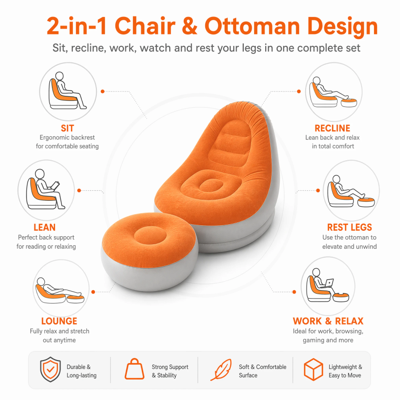 ชุดโซฟาเป่าลมแบบพับได้พร้อมที่ - Outdoor Furniture Small บทวิจารณ์และราคา