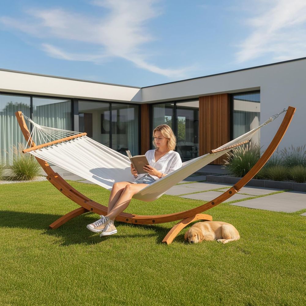 ชุดเปลญวนคู่พร้อมขาตั้งไม้โค้ง - Hammock With Stand บทวิจารณ์และราคา