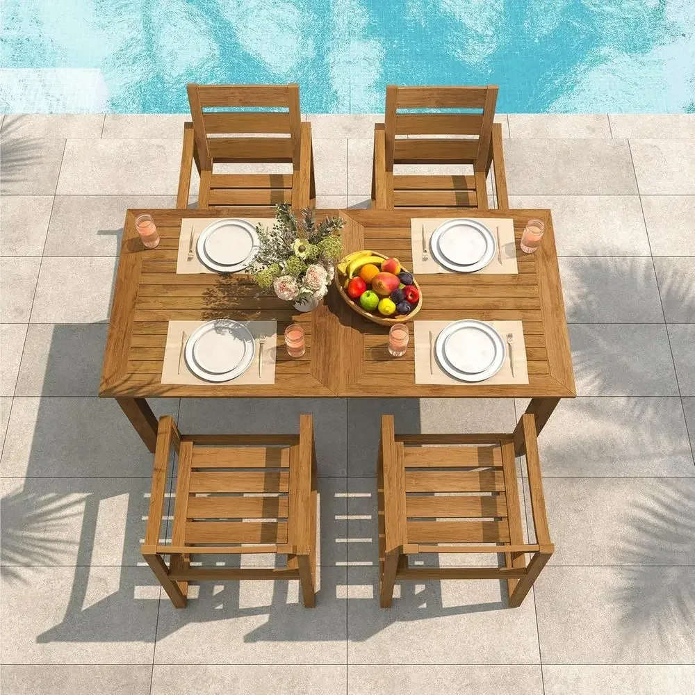 ชุดโต๊ะอาหารกลางแจ้ง 5 ชิ้น เฟ - Outdoor Furniture Oil Teak บทวิจารณ์และราคา