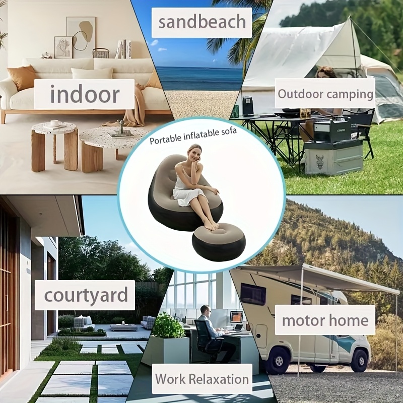 เก้าอี้ลมพองลมแบบพกพาพร้อมที่ว - Outdoor Furniture Lounge Chair บทวิจารณ์และราคา